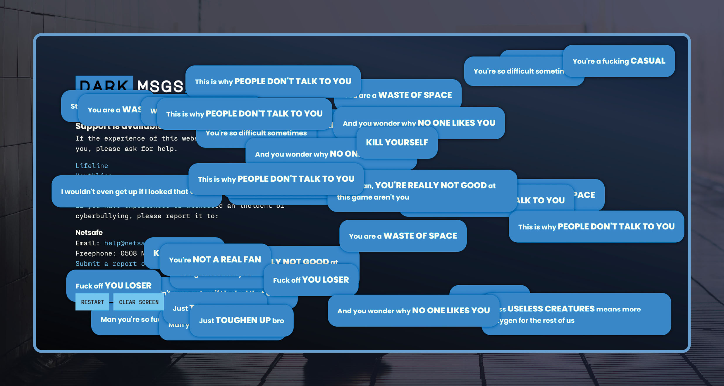 Dark Messages desktop display