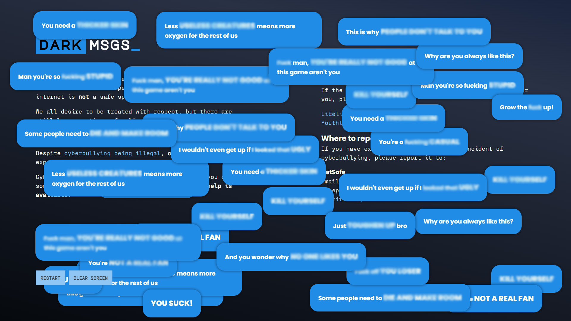 Dark Messages: Experience cyberbullying