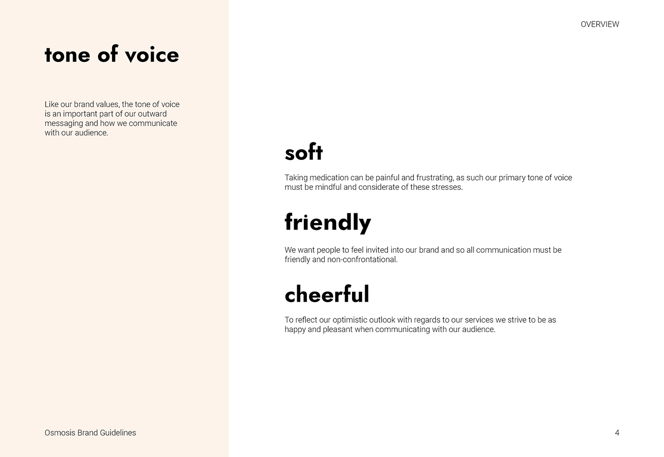 Osmosis brand document: tone of voice